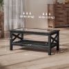 HOMCOM Coffee Table with Tempered Glass Tabletop X-Frame Design:
