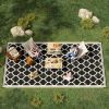 Reversible RV Outdoor Rug Black and Beige Plastic Straw Patio Floor Mat