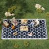 Reversible RV Outdoor Rug Blue and White Plastic Straw Patio Floor Mat