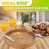 Rattan Tray 8.7 Inch Round Woven Serving Basket with Handles Decorative Tray