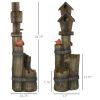 Out sunny Outdoor Fountain with Birdhouse,