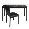 Writing Desk and Chair Set Black Finish Metal Frame Furniture Home Office