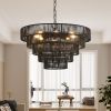 Rustic 5-Tier Black Hemp Rope Chandelier