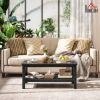 HOMCOM Coffee Table with Tempered Glass Tabletop X-Frame Design: