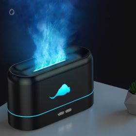 1pc Flame Air Diffuser, Humidifier, (Color: Black Color, Style: 3Color LED Light)