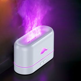 1pc Flame Air Diffuser, Humidifier, (Color: White Color, Style: 3Color LED Light)