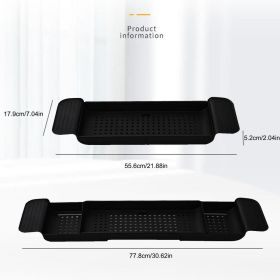 Retractable Bathtub Tray Shelf Adjustable (Color: Black, Ships From: China)