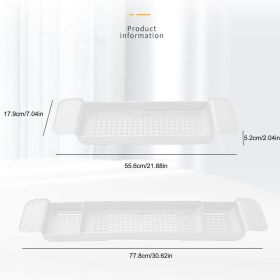 Retractable Bathtub Tray Shelf Adjustable (Color: White, Ships From: China)