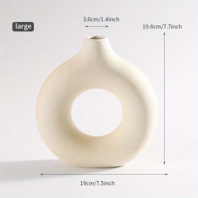 Modern Home Decor White Ceramic Vase; (Color: Cream Color, size: large)