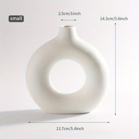 Modern Home Decor White Ceramic Vase; (Color: Ivory White, size: small)