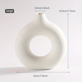 Modern Home Decor White Ceramic Vase; (Color: Beige, size: large)