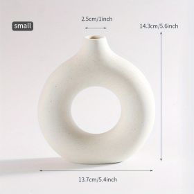 Modern Home Decor White Ceramic Vase; (Color: Beige, size: small)