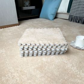 Soft Interlocking Shaggy Carpet Mats (Color: Apricot, Items: 30*30CM Thick [10 Pieces] Edge Strips)