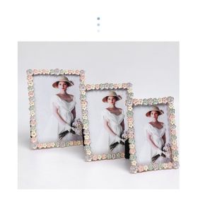 Metal Photo Frame Flowers Rectangle Vintage (Color: Flowers, size: 7 inch)