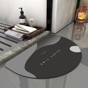 Super Absorbent Bath Rug Quick Drying Non-slip Bathroom Mat (Color: Semicircle HappyTime, Specification: 500MMx700MM)