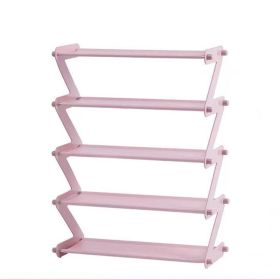 4/5 Tiers Shoe Racks Fabric Shoe Shelf Storage Organizer (Color: PINK, size: 5 Tiers)