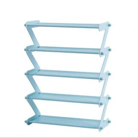 4/5 Tiers Shoe Racks Fabric Shoe Shelf Storage Organizer (Color: Blue, size: 5 Tiers)