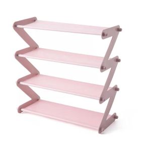 4/5 Tiers Shoe Racks Fabric Shoe Shelf Storage Organizer (Color: PINK, size: 4 Tiers)