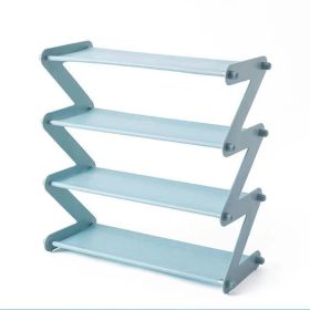4/5 Tiers Shoe Racks Fabric Shoe Shelf Storage Organizer (Color: Blue, size: 4 Tiers)