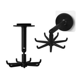 Adhesive Hooks Wall Hangers 360° Rotating Hooks (Color: Black)