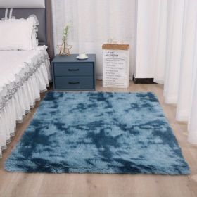 Ultra Soft Tie-Dyed Shaggy Area Rug (Color: Tie-dye Sapphire Blue, size: 47.24*62.99inch)