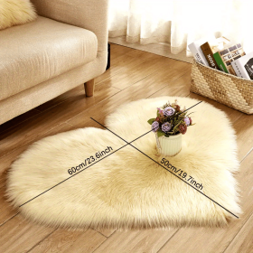 Heart-Shaped Faux Sheepskin Area Rug (Color: Light Yellow, size: 19.69*23.62inch)