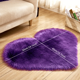 Heart-Shaped Faux Sheepskin Area Rug (Color: Purple, size: 15.75*19.69inch)