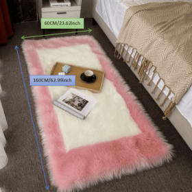 Soft and Fluffy Sheepskin Rug (Color: Pink + White, size: 23.62*62.99inch)