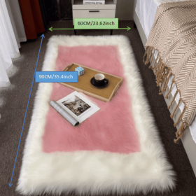 Soft and Fluffy Sheepskin Rug (Color: White + Powder, size: 23.62*35.43inch)