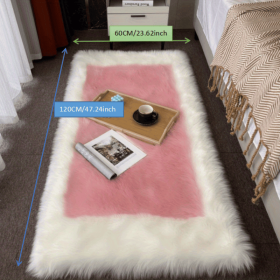 Soft and Fluffy Sheepskin Rug (Color: White + Powder, size: 23.62*47.24inch)