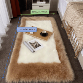 Soft and Fluffy Sheepskin Rug (Color: Khaki + White, size: 31.5*47.24inch)
