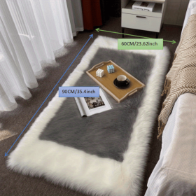 Soft and Fluffy Sheepskin Rug (Color: Light White+Grey, size: 23.62*35.43inch)