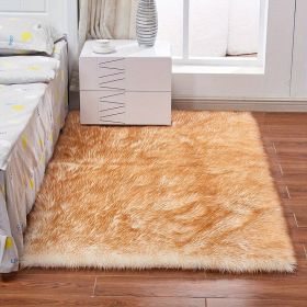 Fluffy Imitation Wool Area Rug. (Color: White Yellow Tip, size: 35.43*59.06inch)