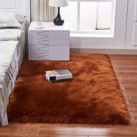Fluffy Imitation Wool Area Rug. (Color: Coffee, size: 35.43*59.06inch)