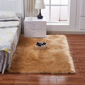 Fluffy Imitation Wool Area Rug. (Color: Khaki, size: 35.43*59.06inch)