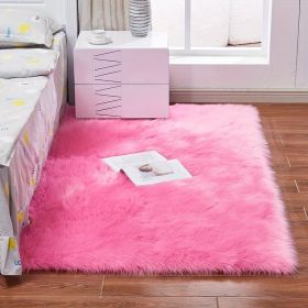 Fluffy Imitation Wool Area Rug. (Color: Rose Red, size: 35.43*59.06inch)