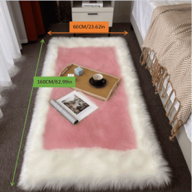 Soft and Fluffy Sheepskin Rug (Color: White + Powder, size: 23.62*62.99inch)
