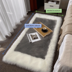 Soft and Fluffy Sheepskin Rug (Color: Light White+Grey, size: 23.62*47.24inch)