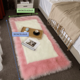 Soft and Fluffy Sheepskin Rug (Color: Pink + White, size: 23.62*35.43inch)