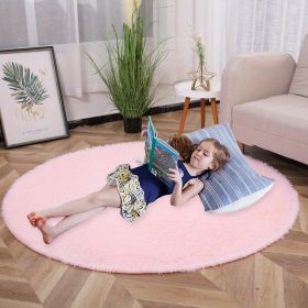 Plush PV Velvet Area Rug, American Style Round Rug, Floor Decor (Color: PINK, size: 62.99inch)