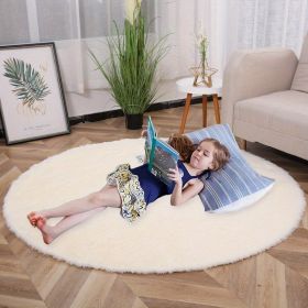 Plush PV Velvet Area Rug, American Style Round Rug, Floor Decor (Color: Cream Color, size: 62.99inch)