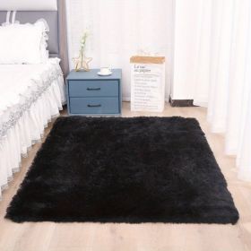 Soft Plush Area Rugs for Bedroom and Living Room, (Color: Black, size: 47.24*62.99inch)