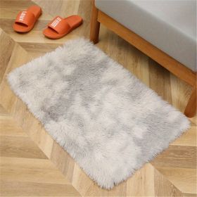 Plush Silk Fur Rug for Indoor - Soft and Luxurious Floor Mat (Color: Tie-dye Light Gray, size: 23.62*35.43inch)