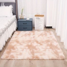 Plush Silk Fur Rug for Indoor - Soft and Luxurious Floor Mat (Color: Tie-dye Beige, size: 62.99*78.74inch)