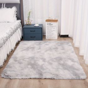 Plush Silk Fur Rug for Indoor - Soft and Luxurious Floor Mat (Color: Tie-dye Light Gray, size: 62.99*78.74inch)