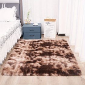 Plush Silk Fur Rug for Indoor - Soft and Luxurious Floor Mat (Color: Tie-dye Brown, size: 47.24*62.99inch)