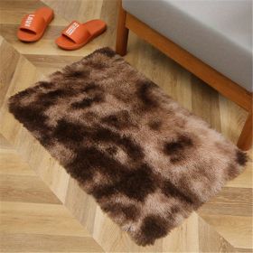 Plush Silk Fur Rug for Indoor - Soft and Luxurious Floor Mat (Color: Tie-dye Brown, size: 15.75*23.62inch)