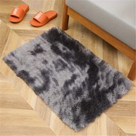 High Pile Tie-Dyed Shaggy Rug . (Color: Tie-dye Dark Gray, size: 15.75*23.62inch)