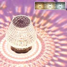 Diamond Crystal Lamp Table Light USB Touch (Color: Charging 3colors, Electrical outlet: USB)