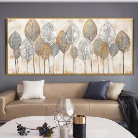 Hand Painted Thick Textured Abstract Gold Foil Oil Painting on Canvas (size: 50x70cm)